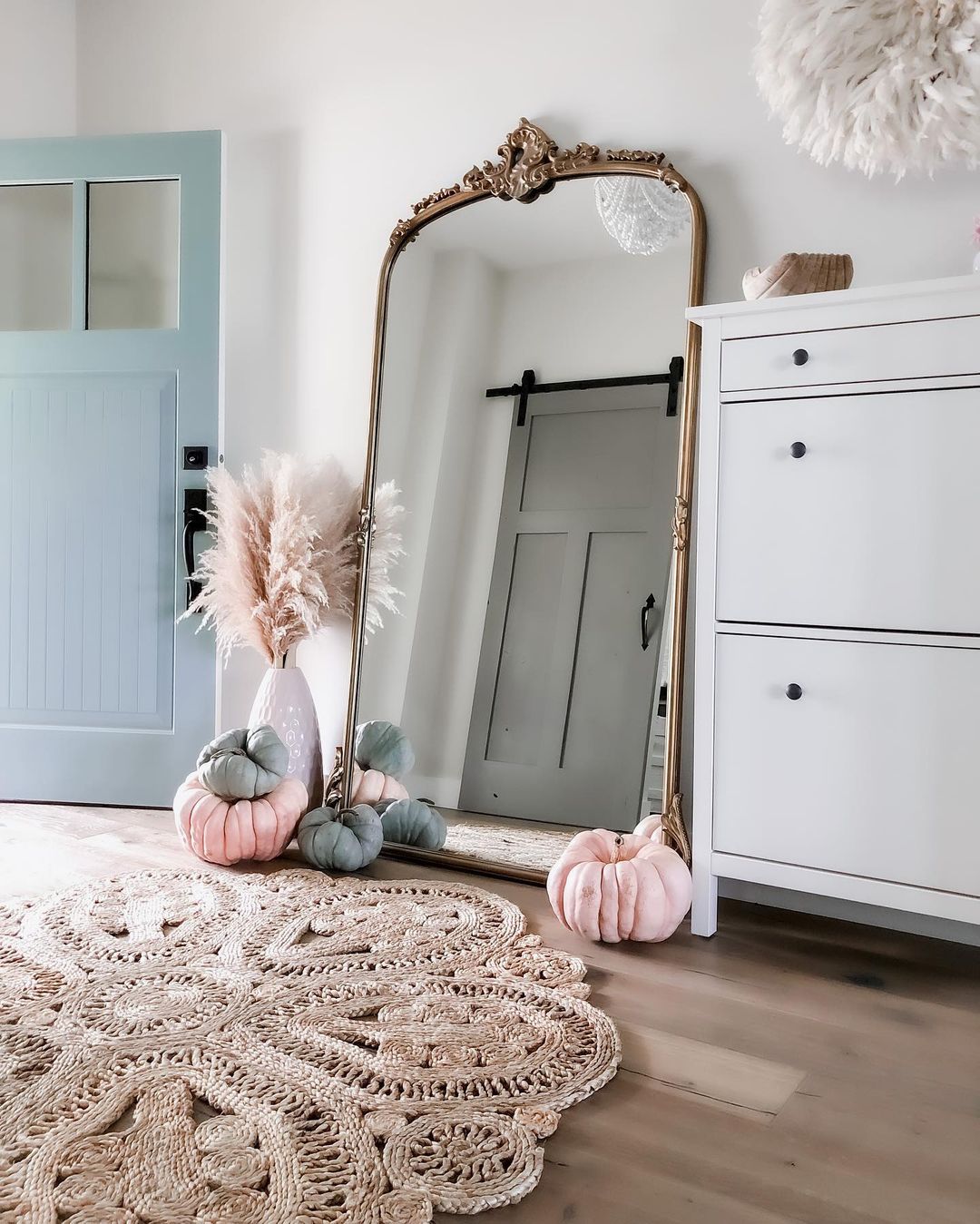 Boho-Chic Entryway with an Intricate Jute Rug