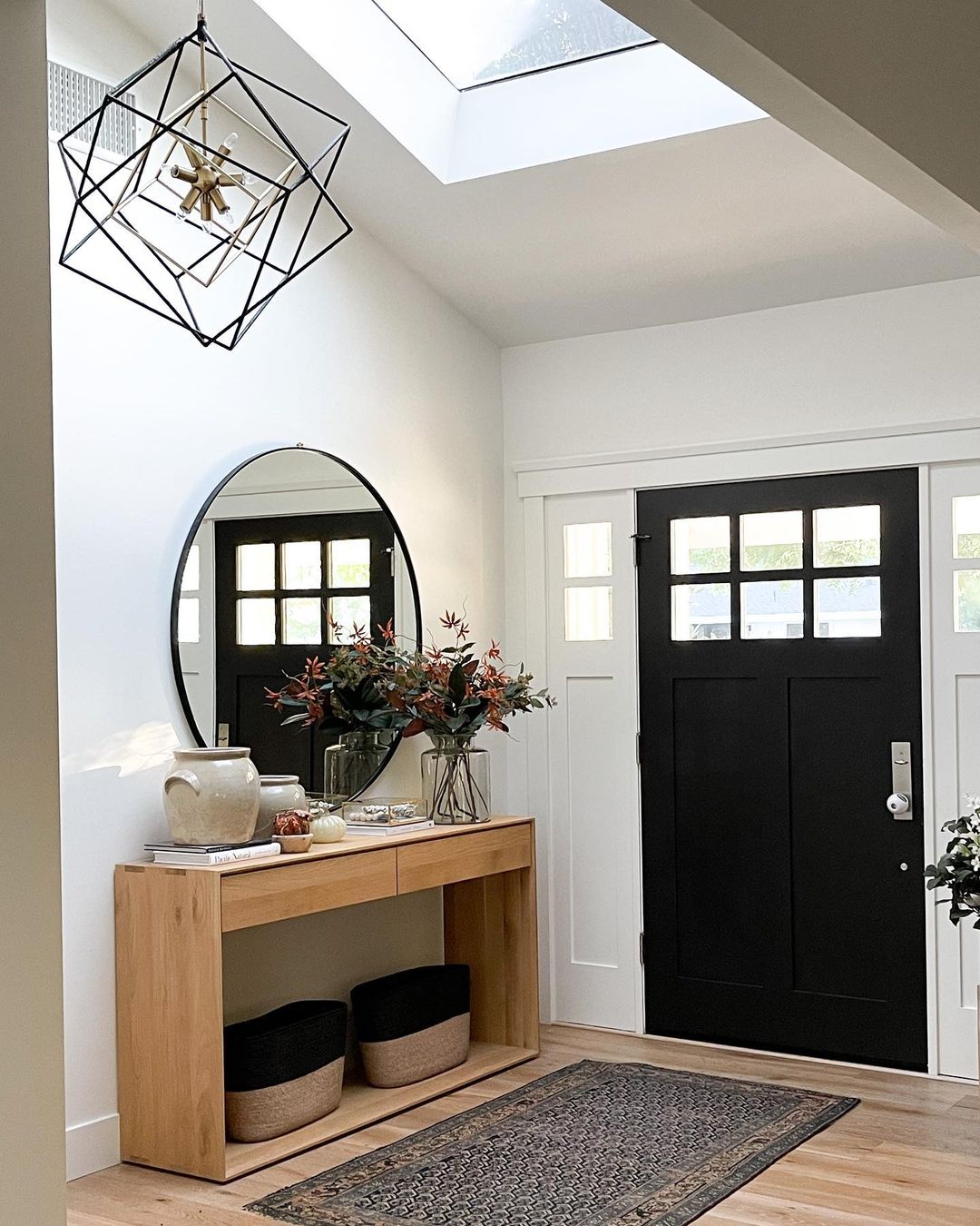 Modern Entryway with a Patterned Rug