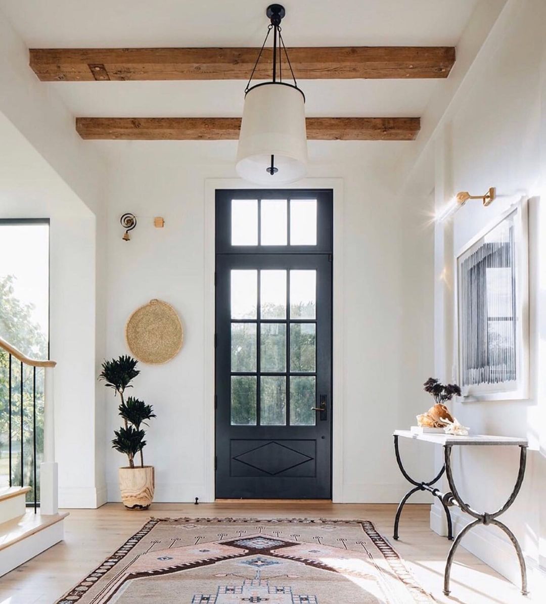 Minimalist Entryway with Modern Design Rug