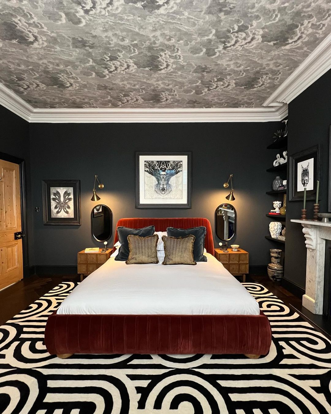 Dark Elegance with Bold Patterns and Velvet Accents