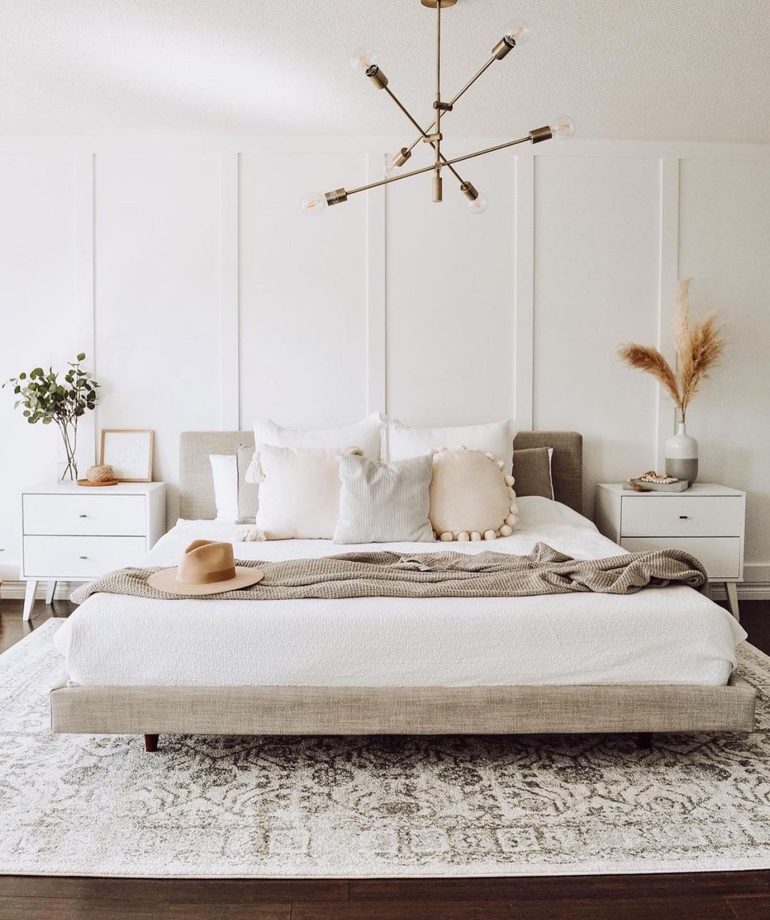 Modern White Bedroom with Warm Accents