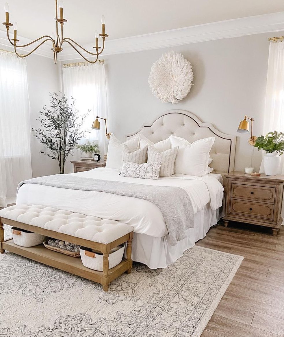 Serene White Bedroom With Warm Accents