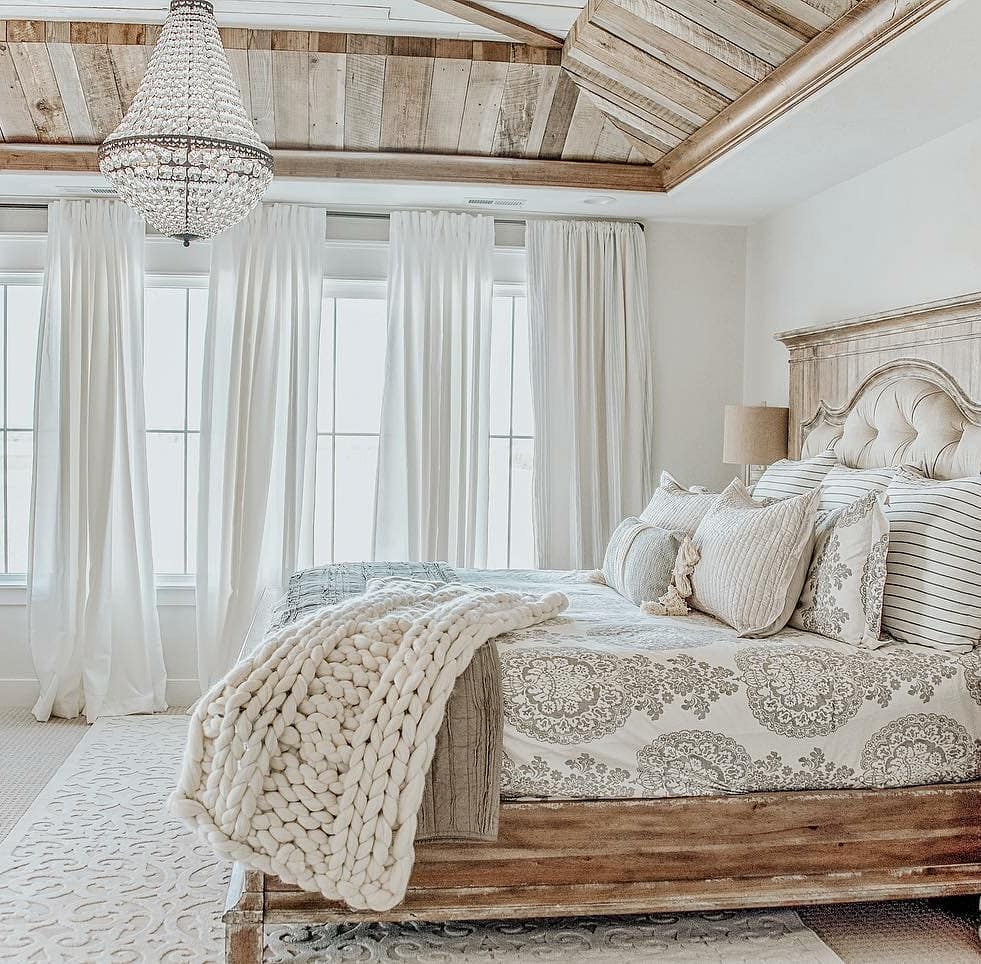 Rustic White Bedroom with Natural Wood