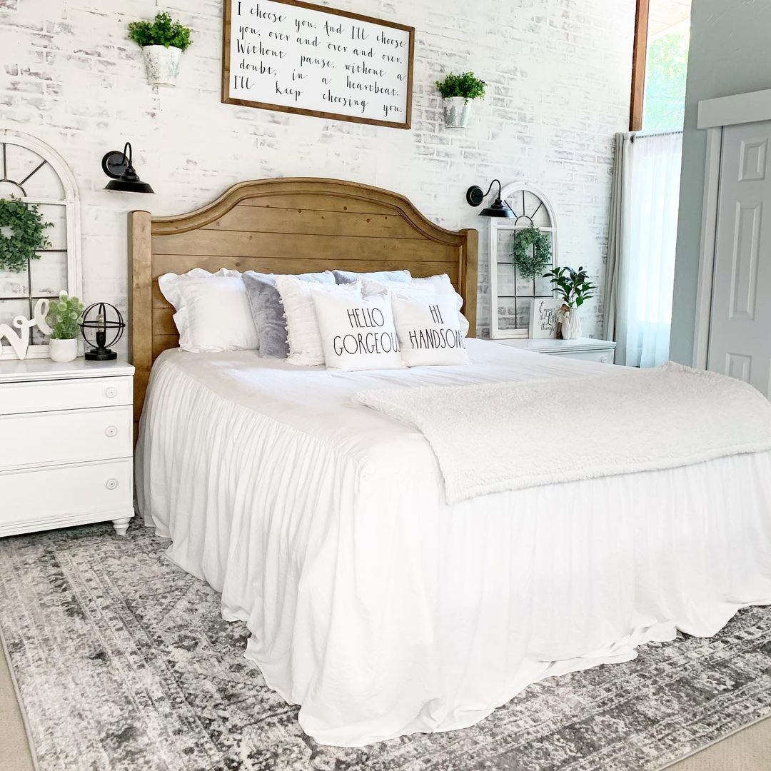 Rustic White Bedroom with Playful Accents