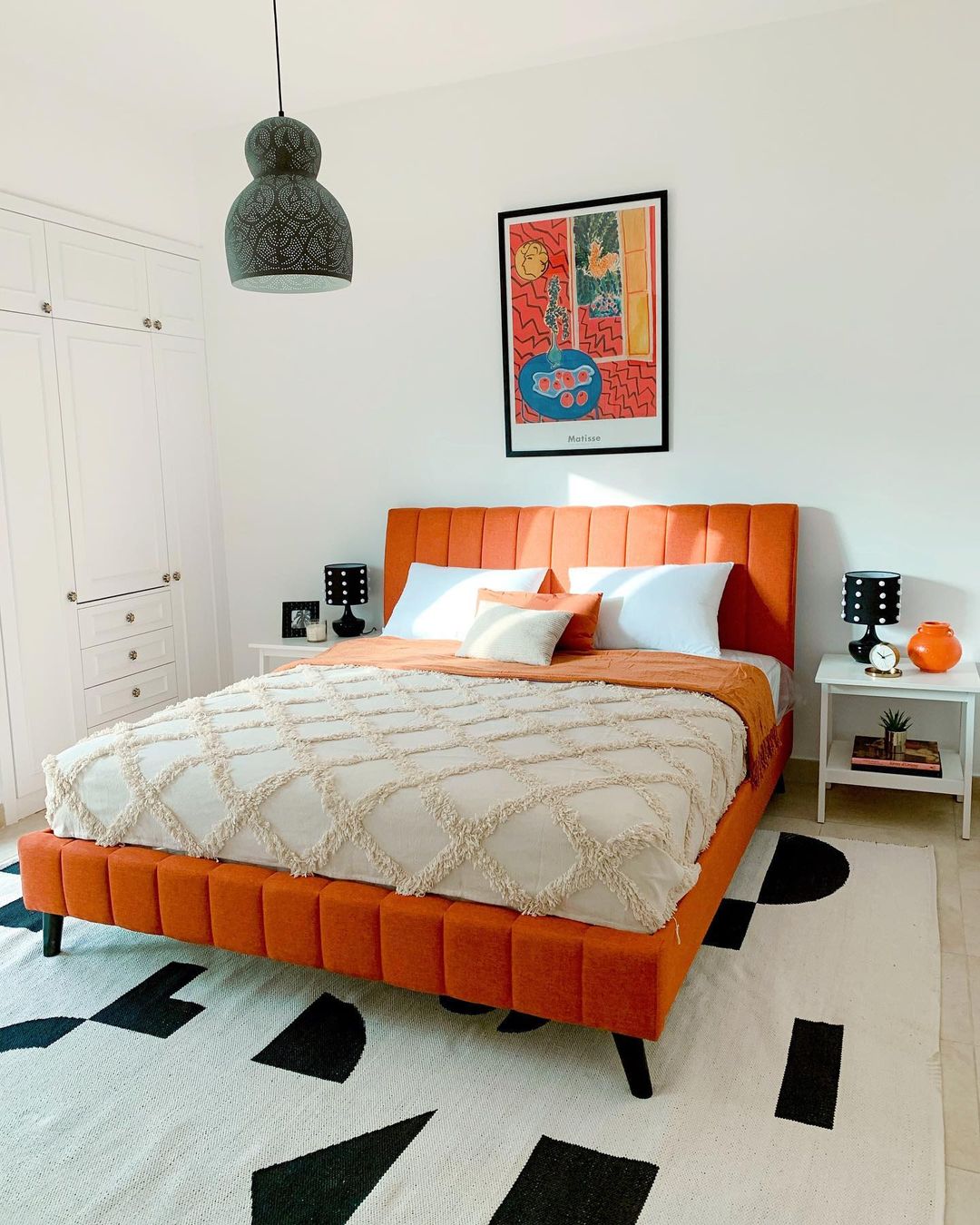 Vibrant Bed Frame With Monochrome Accents