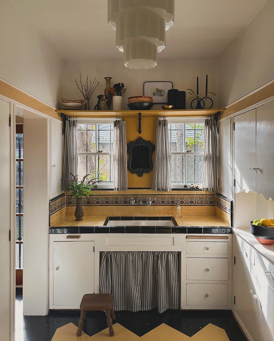 Vintage Spanish kitchen with warm tiles