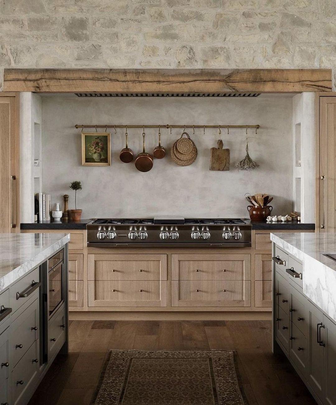 Stone and wood in Spanish kitchen