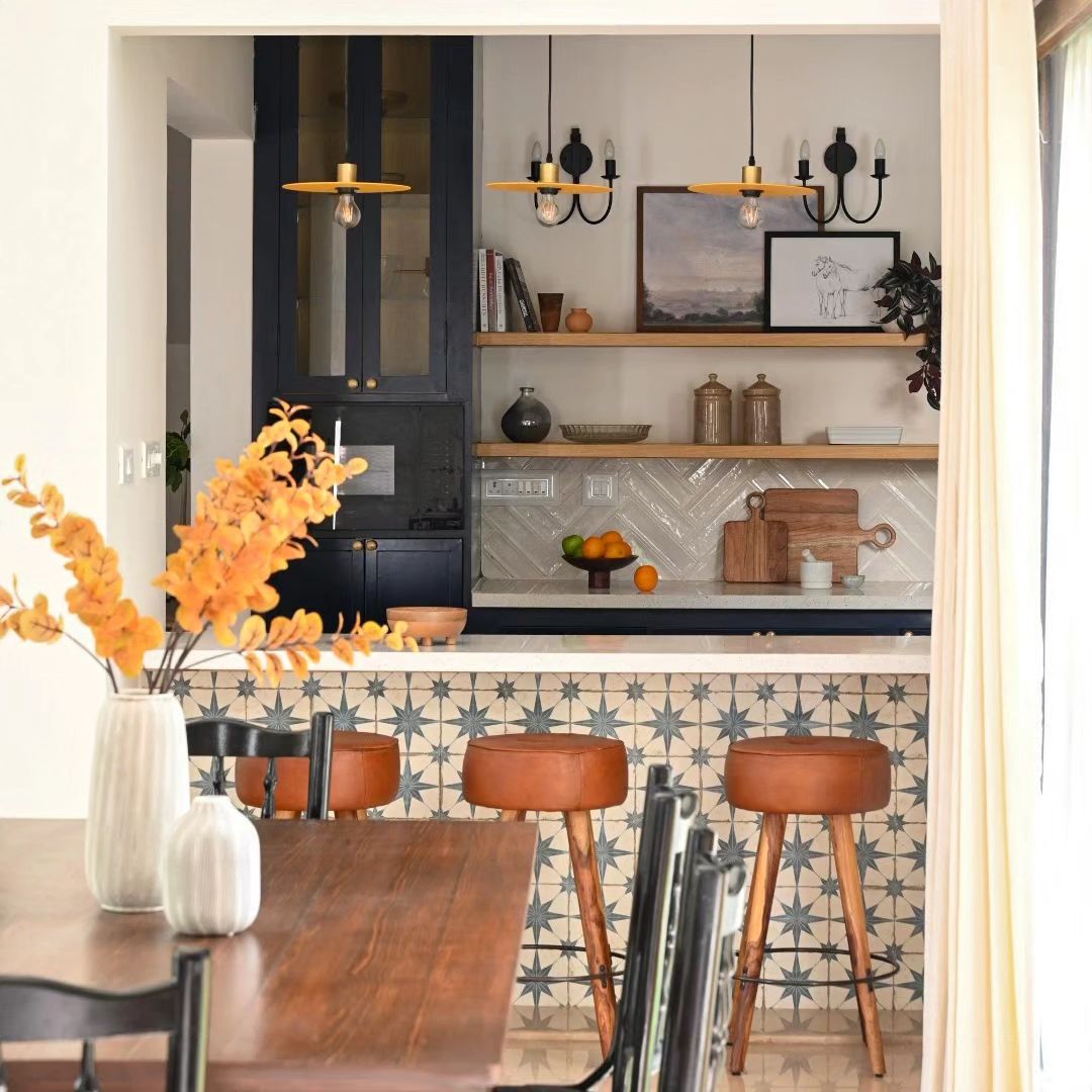 Modern Spanish kitchen with bold tiles