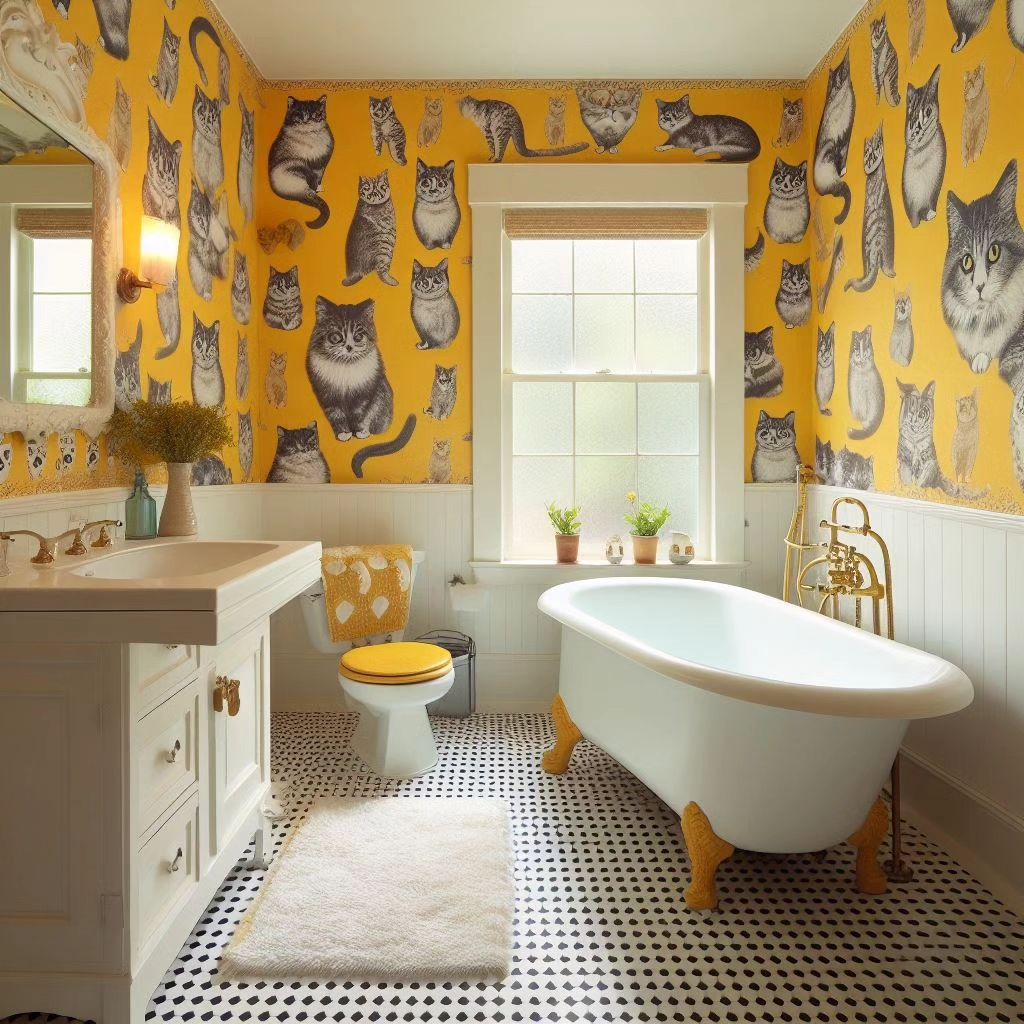 . Playful Yellow With Feline Flair