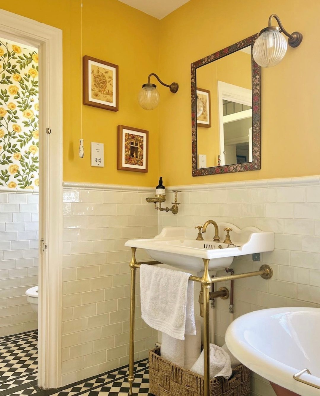 Timeless Mustard With Vintage Elegance Bathroom Design