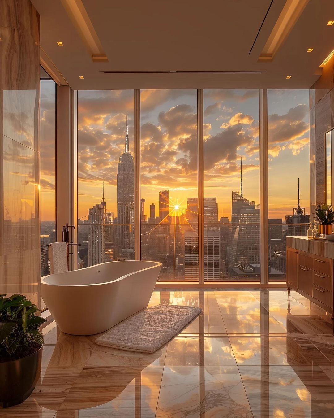 Luxurious Bath with Skyline Views