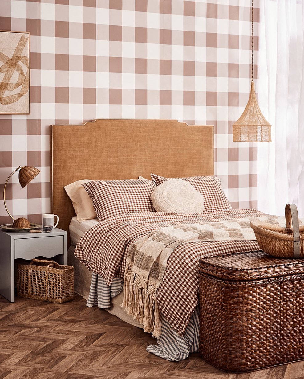 Gingham Prints with Rustic Wicker Accents