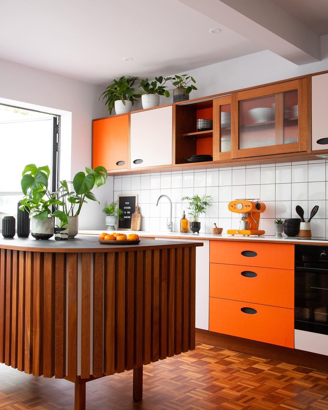 Bright Orange Meets Warm Wood Charm