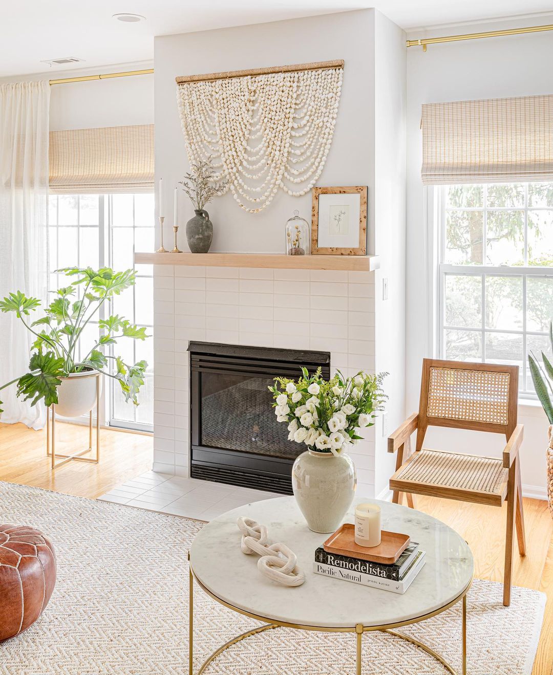 Clean White Tiles With Organic Accents