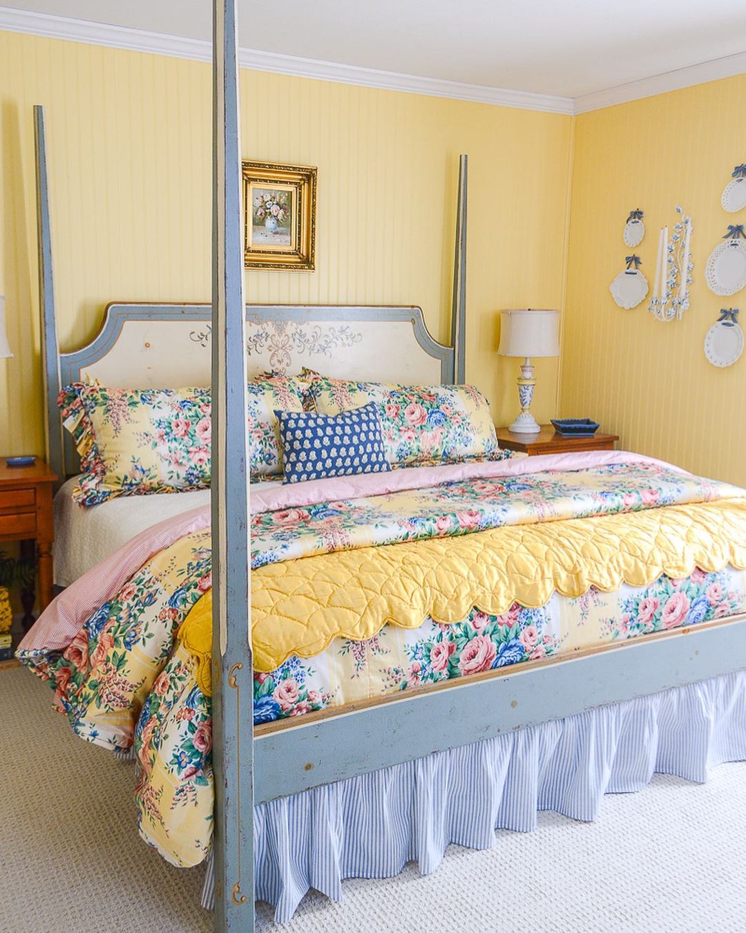 Vintage Charm In A Sunlit Yellow Bedroom