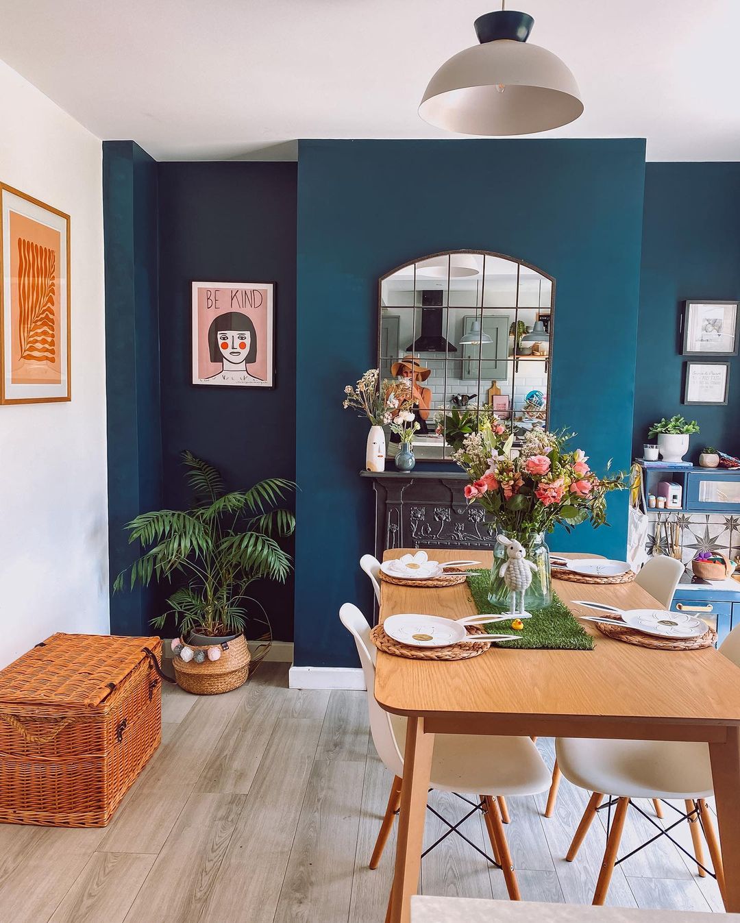 Eclectic Charm with Bold Blue Walls