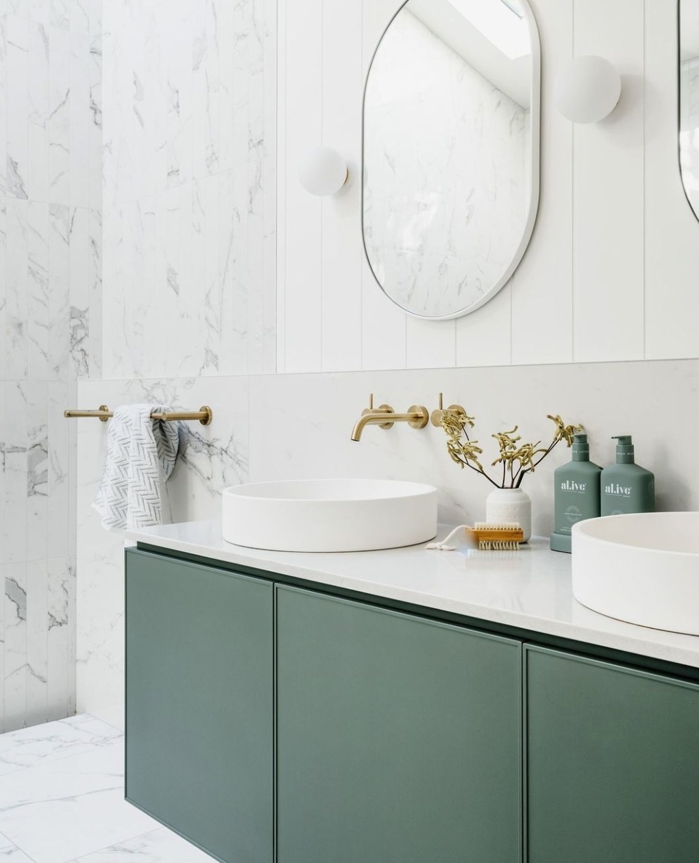 Earthy Greens With Marble Elegance