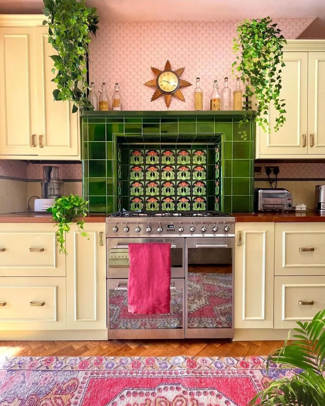 Vintage Charm With Bold Light Green Colorful Tile