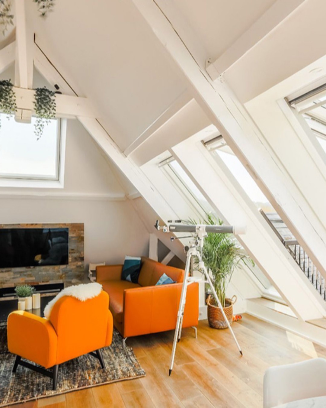 Bold Color Meets Airy Attic Design