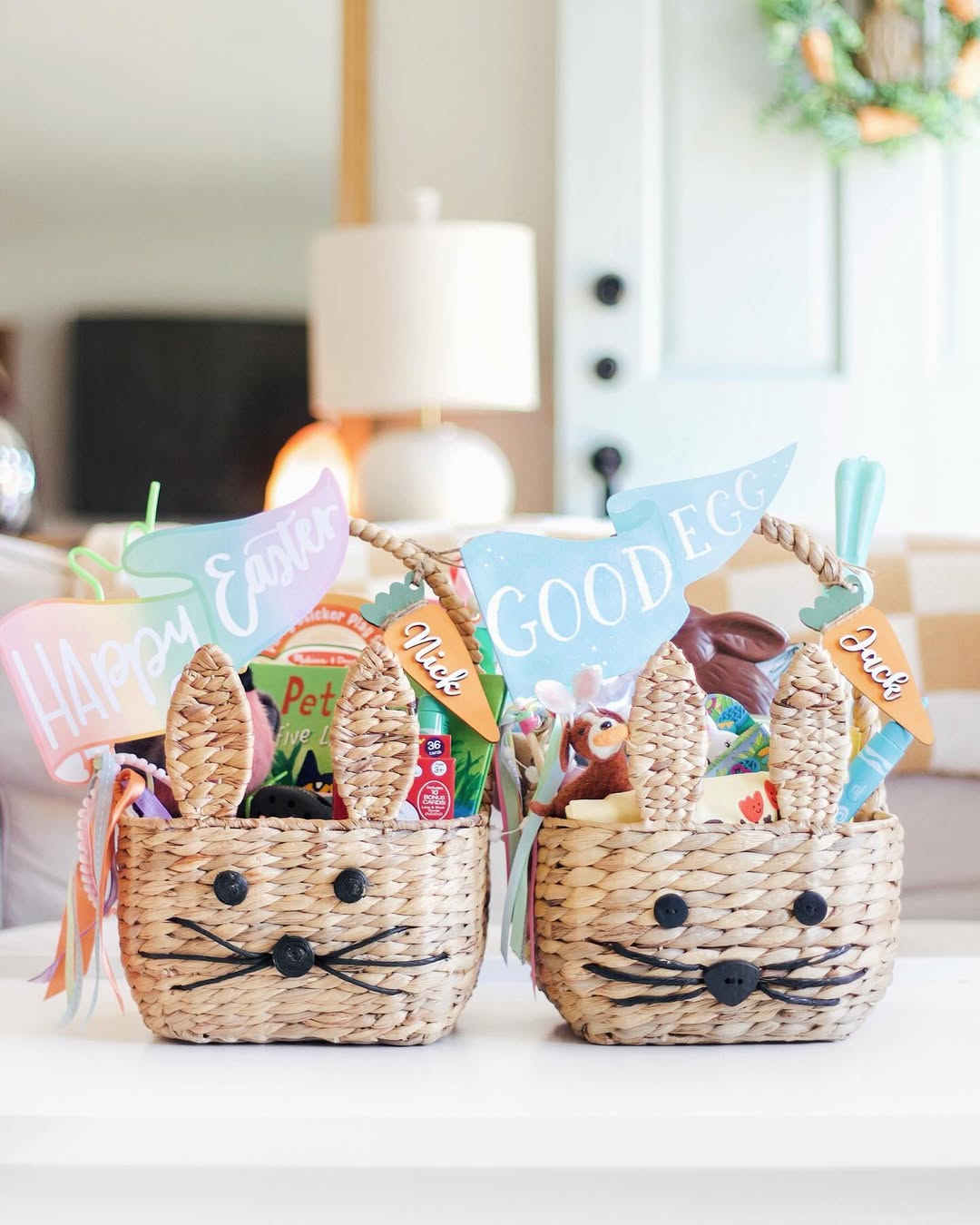 Bunny Easter Baskets With Personalized Flair