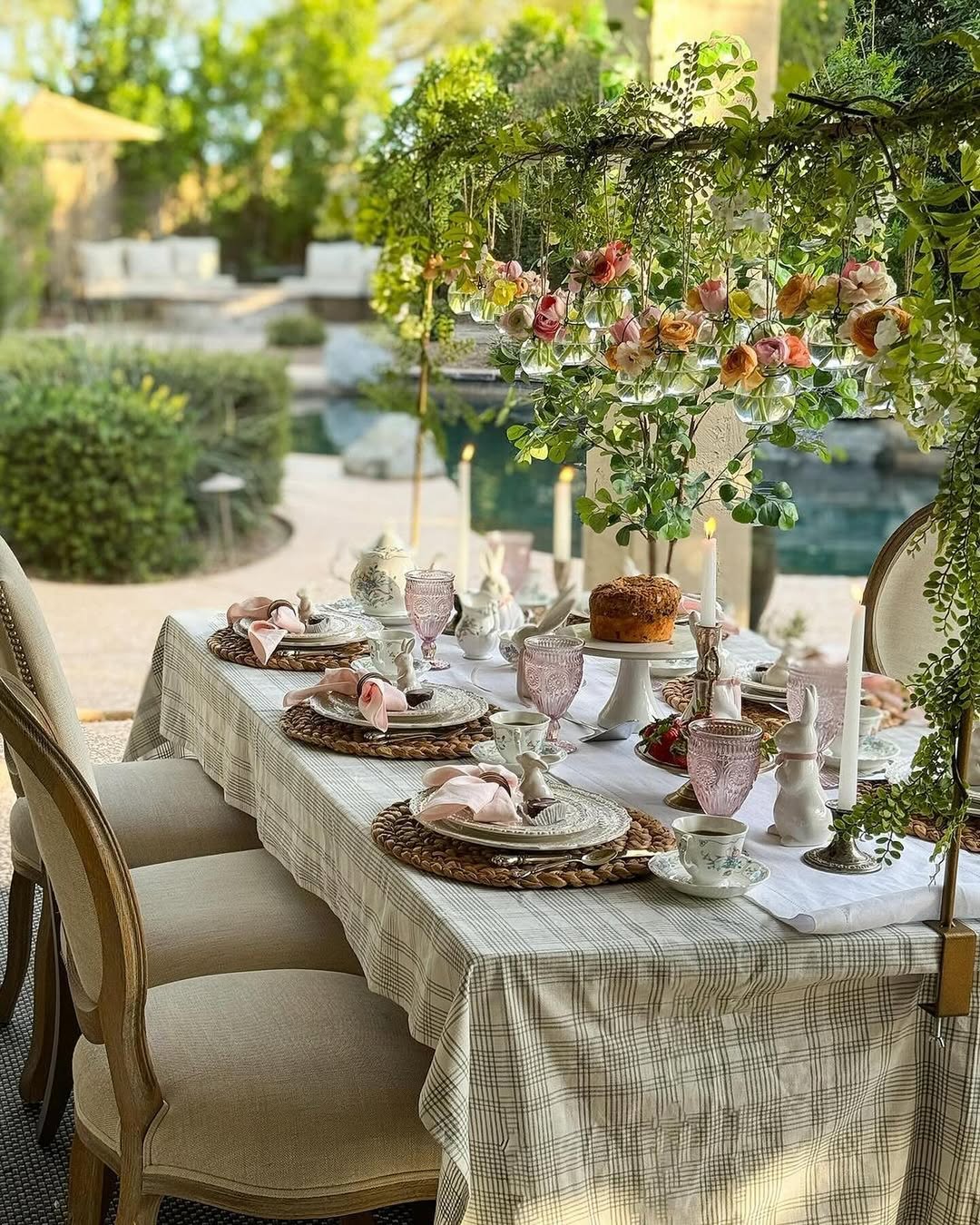 Romantic Outdoor Easter Elegance Table Setting