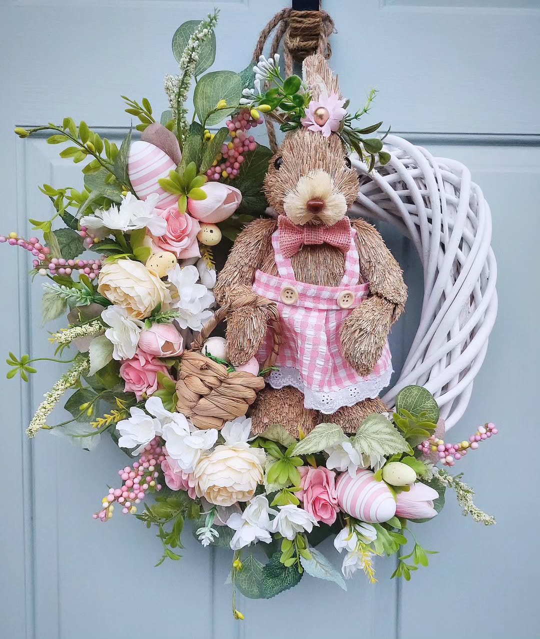 Gingham Bunny With Pastel Flai