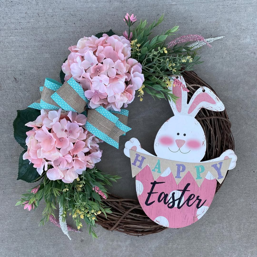 Whimsical Bunny With Spring Blooms