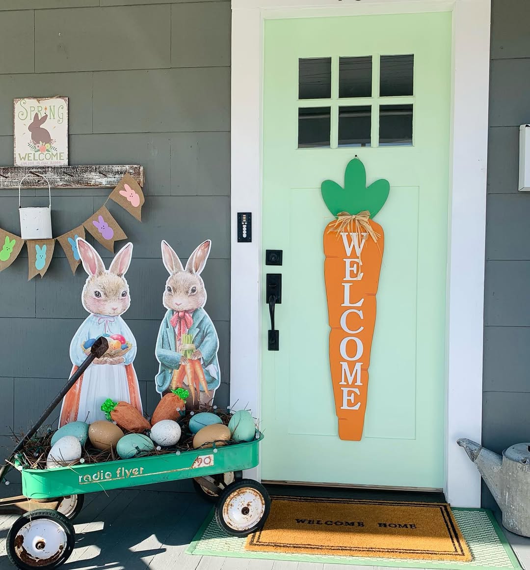 Whimsical Easter Porch With Vintage Touches