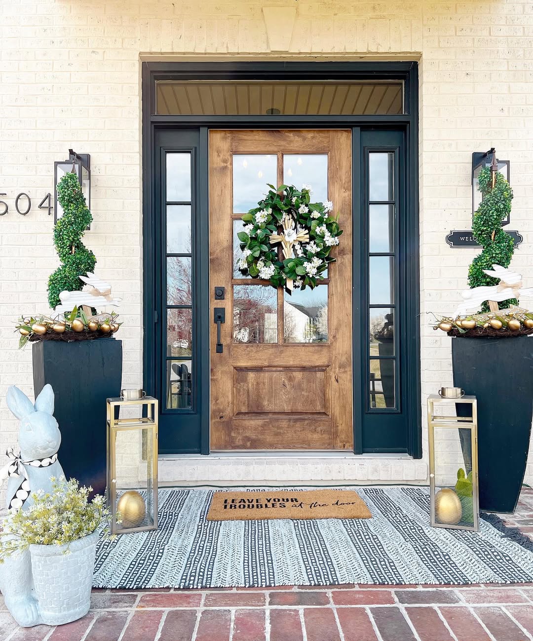 Sophisticated Easter Porch With Neutral Accents