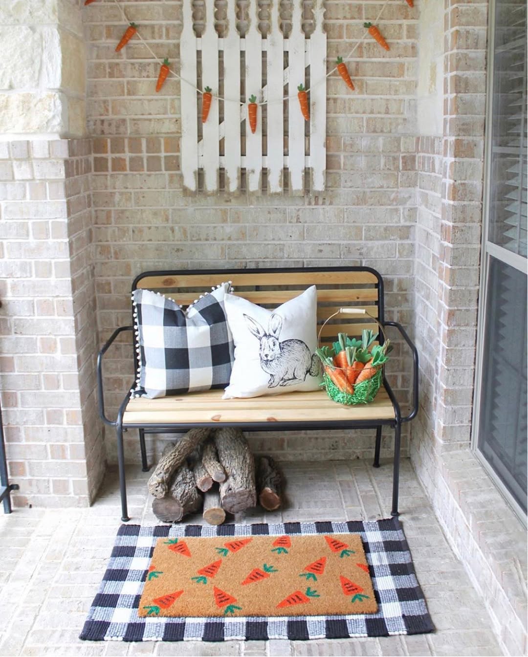 Farmhouse Easter Porch With Whimsical Carrots