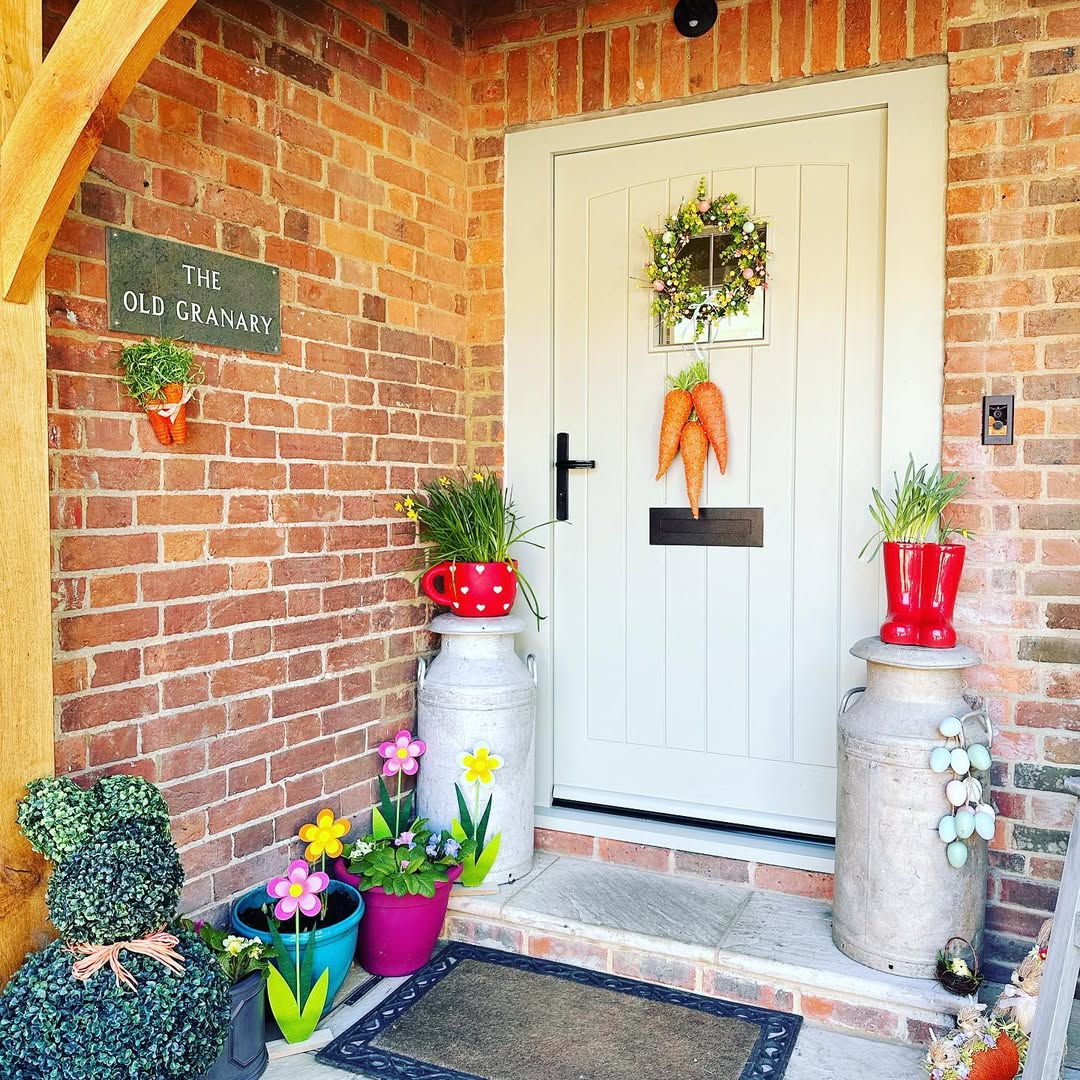 Rustic Easter Porch With Playful Colors