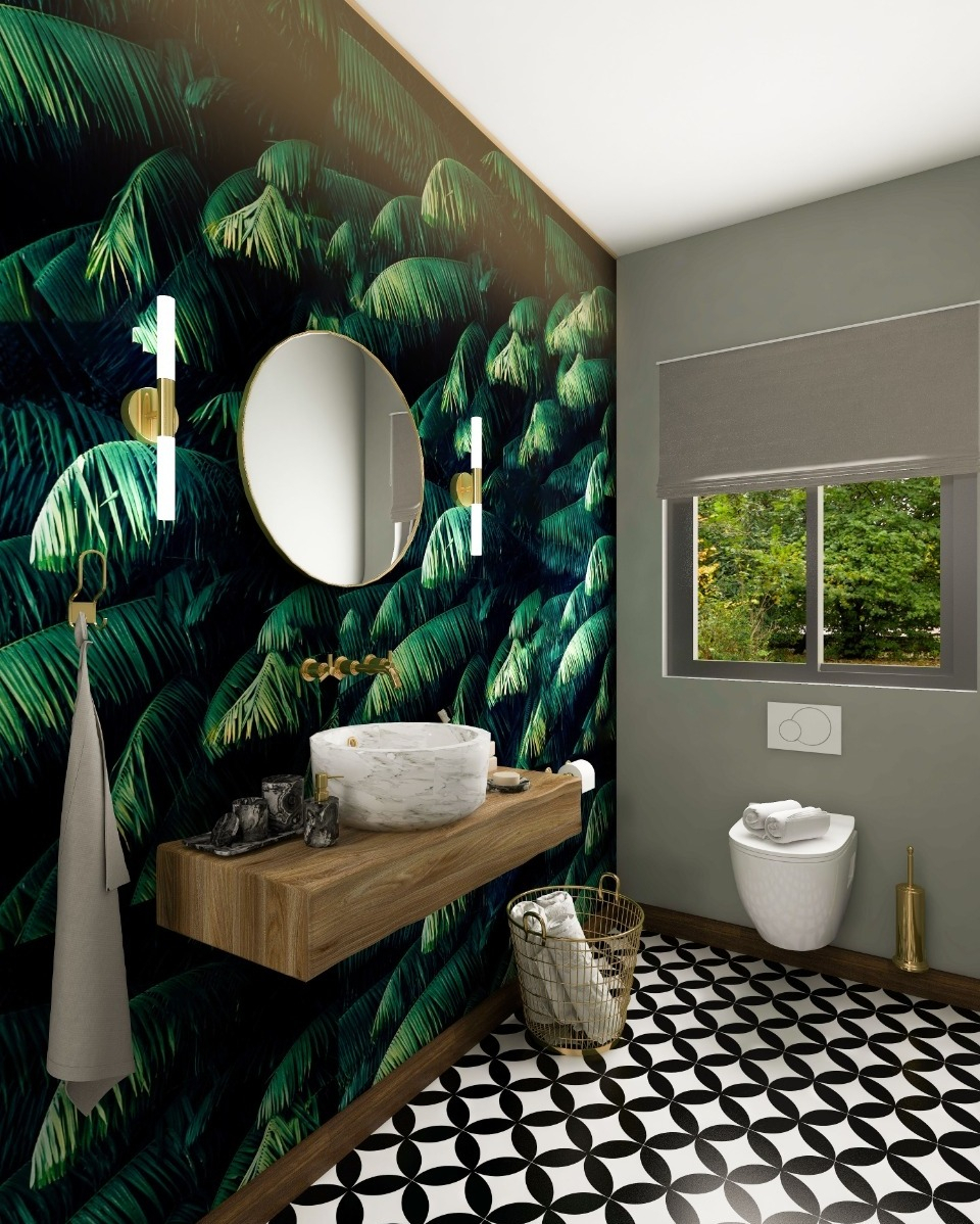 Bold Tropics With Sleek Elegance Bathroom Decor