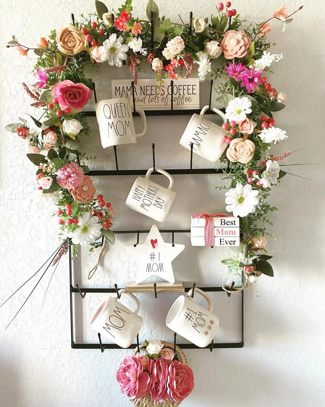 Floral Elegance With Celebratory Mugs