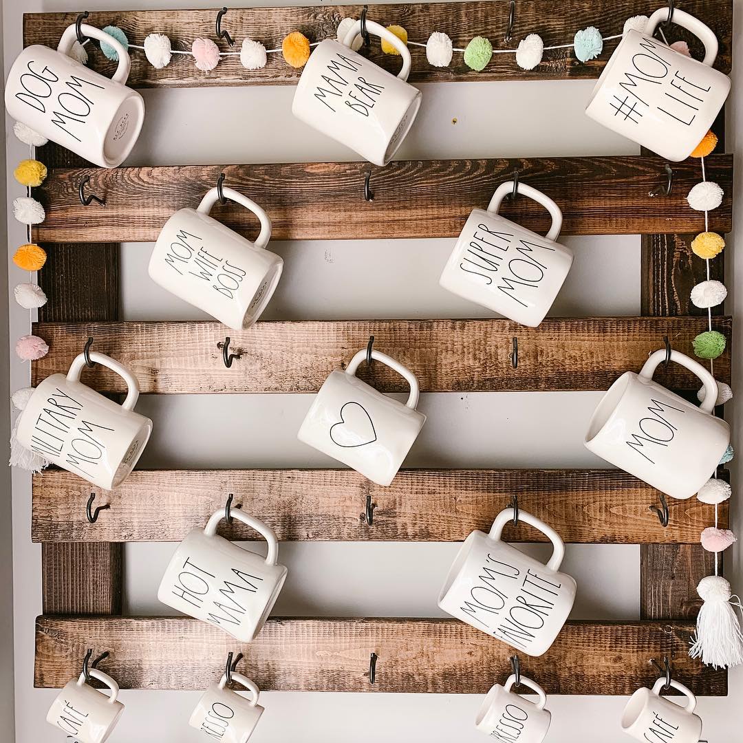 Rustic Mug Rack With Whimsical Flair