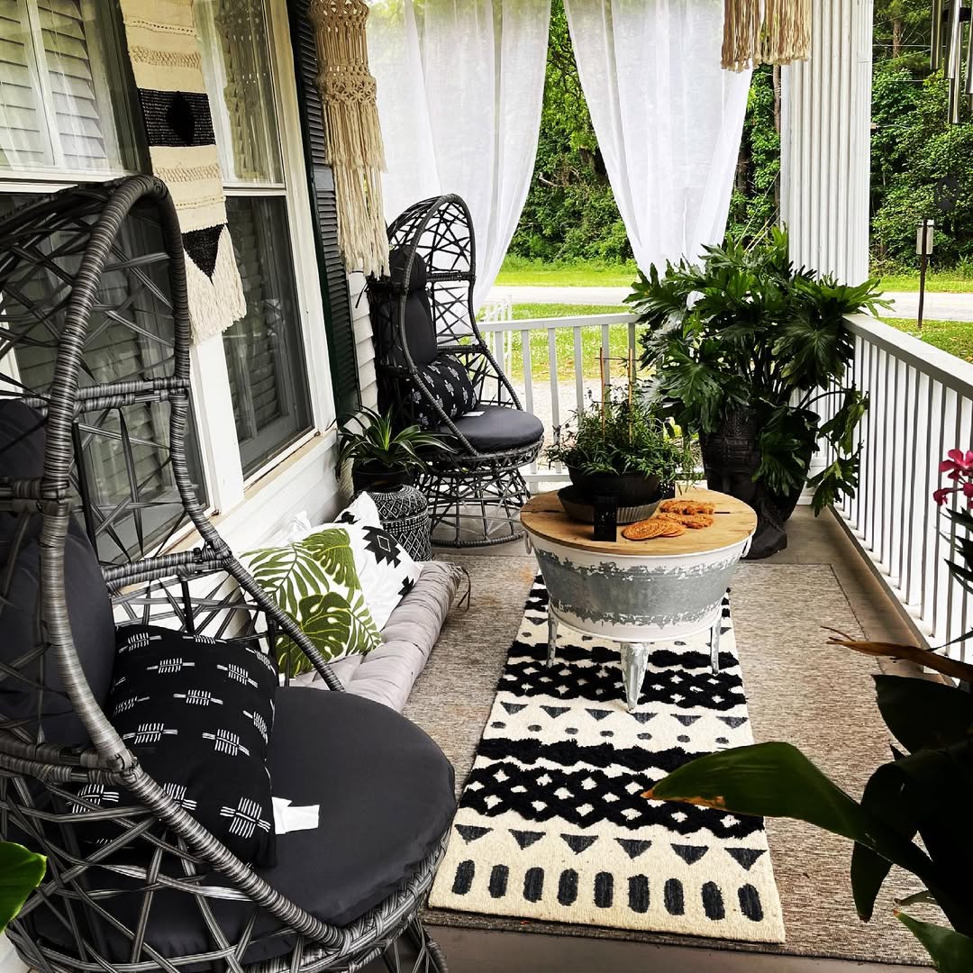 Afrohemian Porch Bold Patterns And Greenery