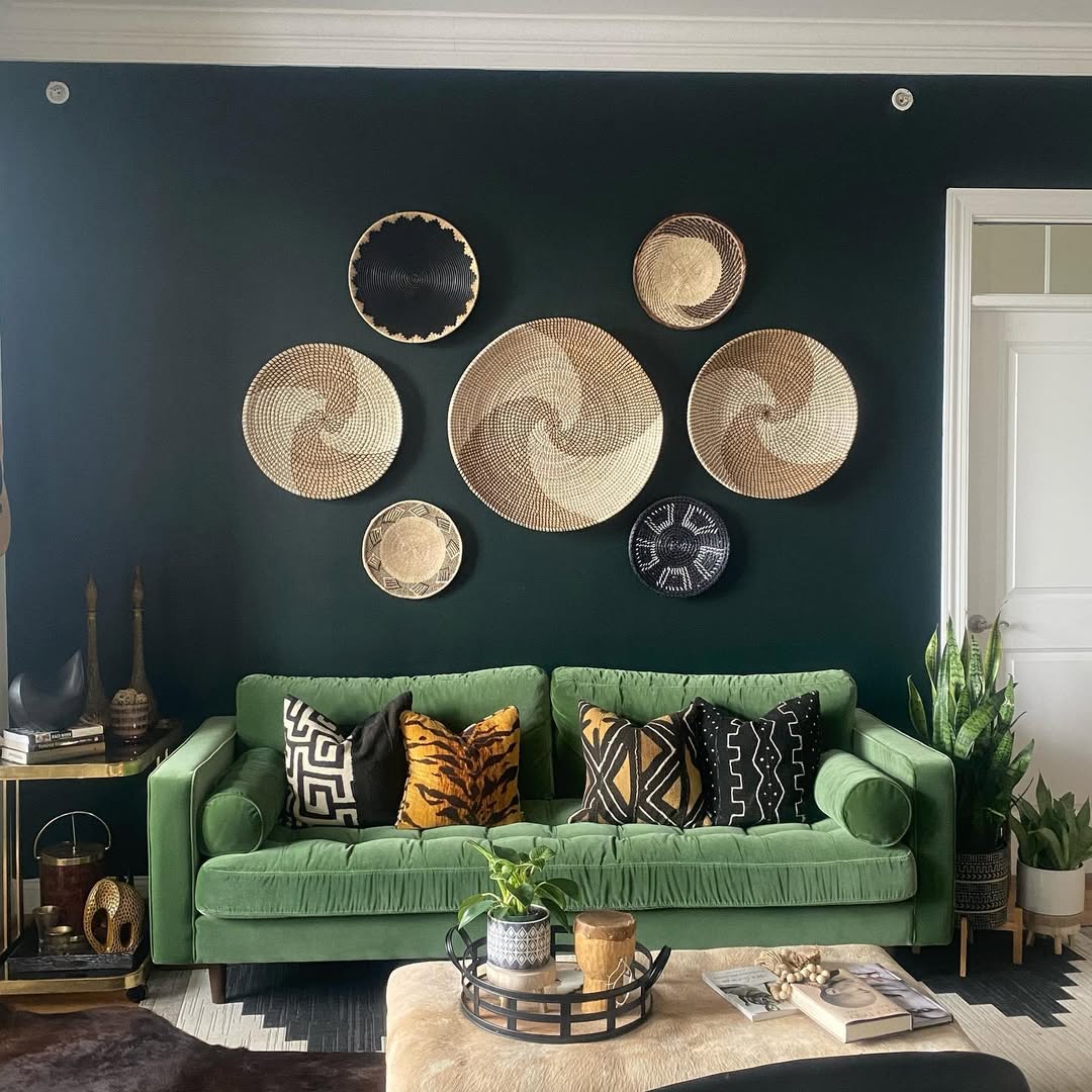 Afrohemian Living Bold Wall And Textures With Bohemian Decor