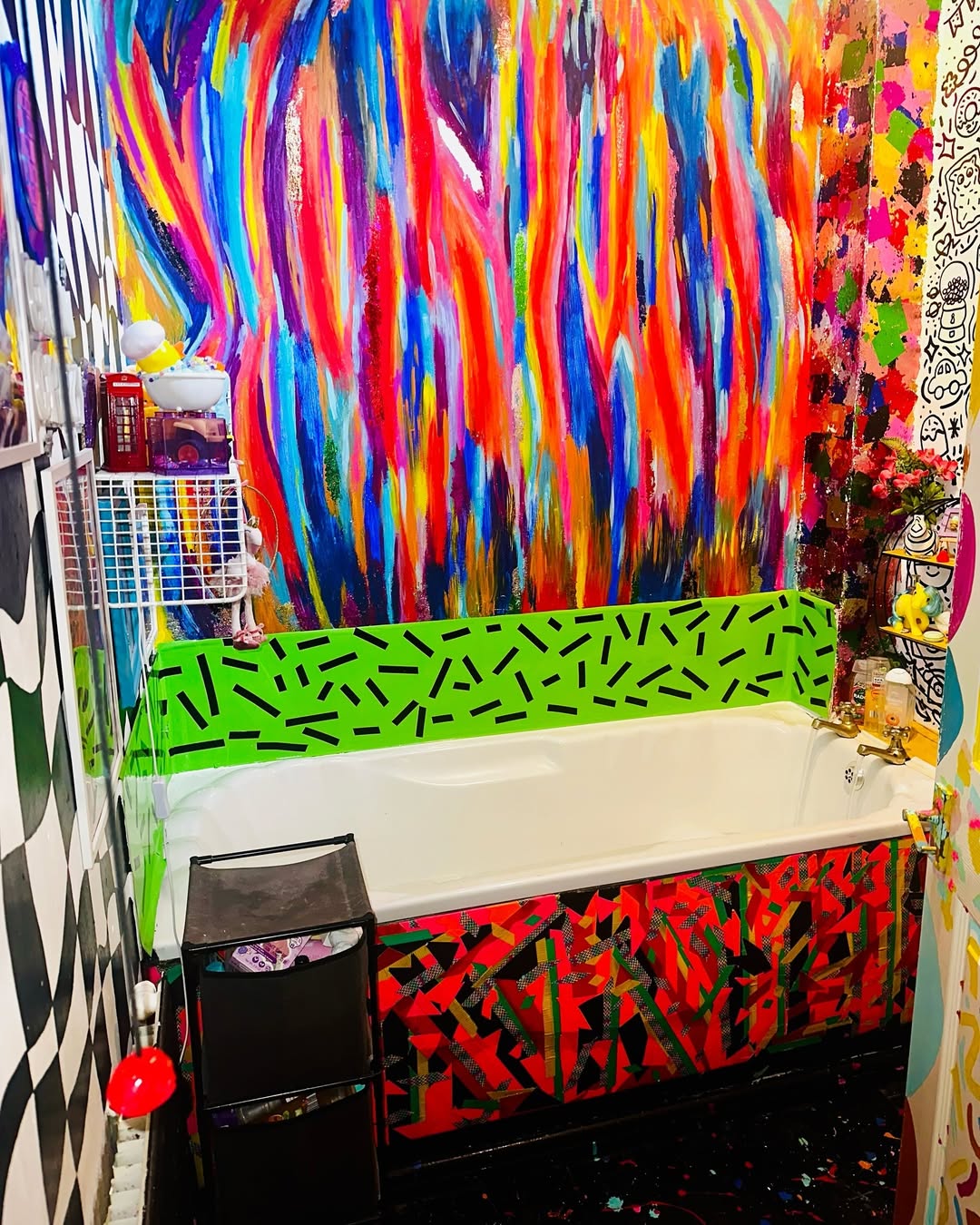 Explosive Color With Artistic Chaos - Funny Bathroom Wall Art