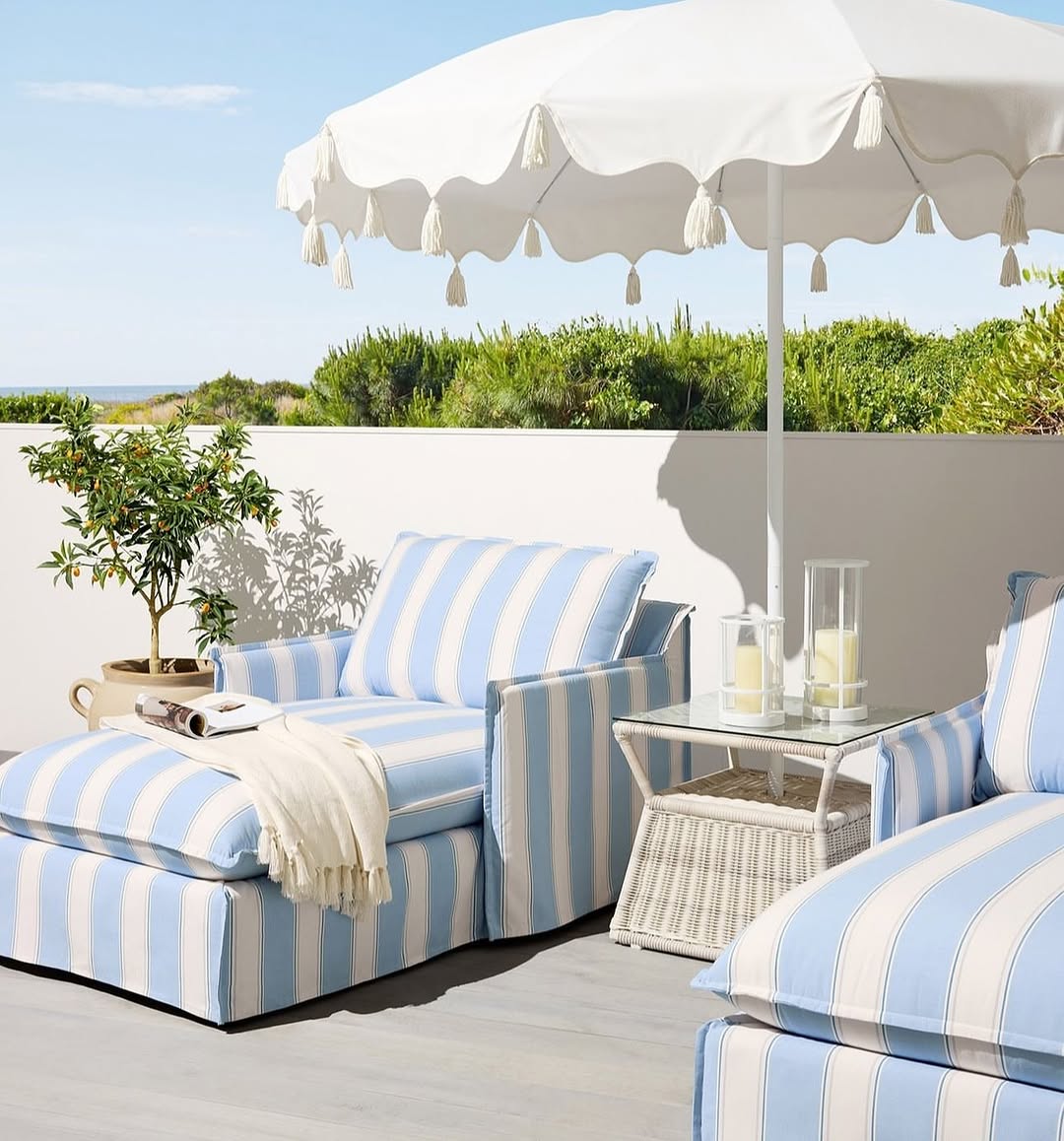 Coastal Stripes With Relaxed Charm - Poolside Decorating Ideas