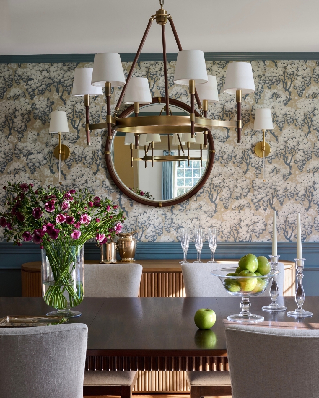 Nature-Inspired Wallpaper For A Sophisticated Dining Room