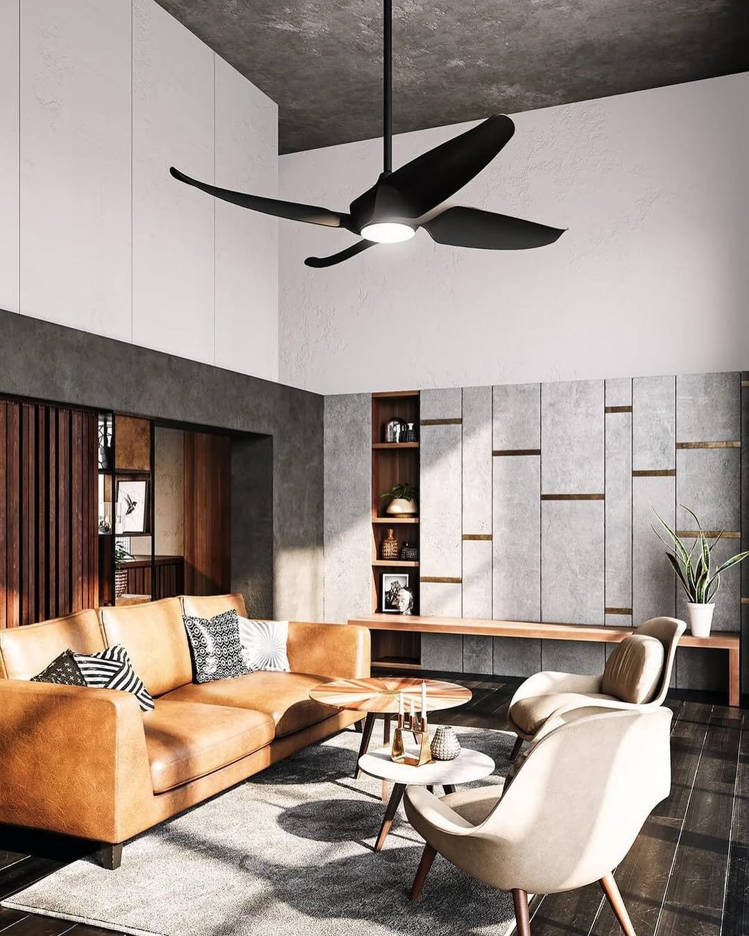 Sculptural Black Ceiling Fan For Style