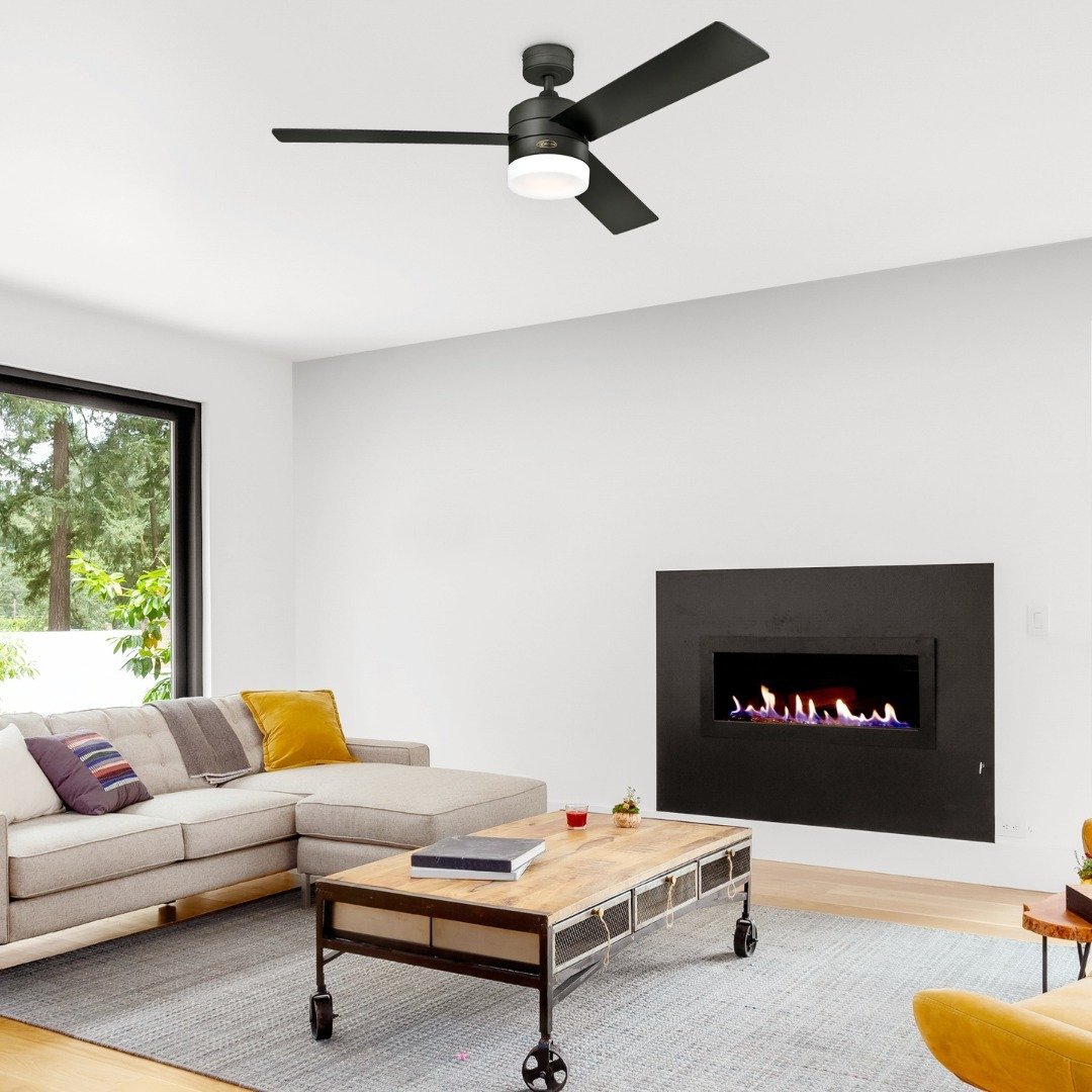 Minimalist Black Ceiling Fan For Contrast