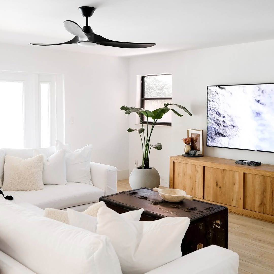 Sculptural Black Ceiling Fan For Contrast