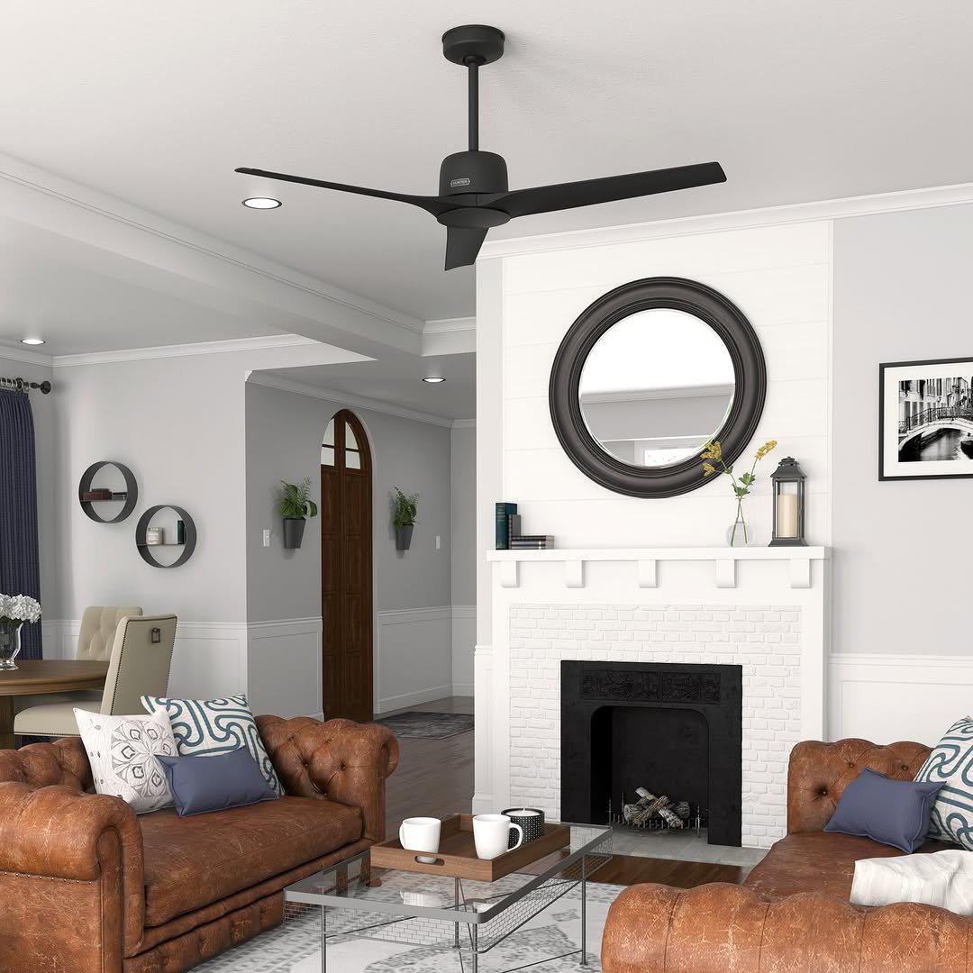 Sleek Black Ceiling Fan For Contrast