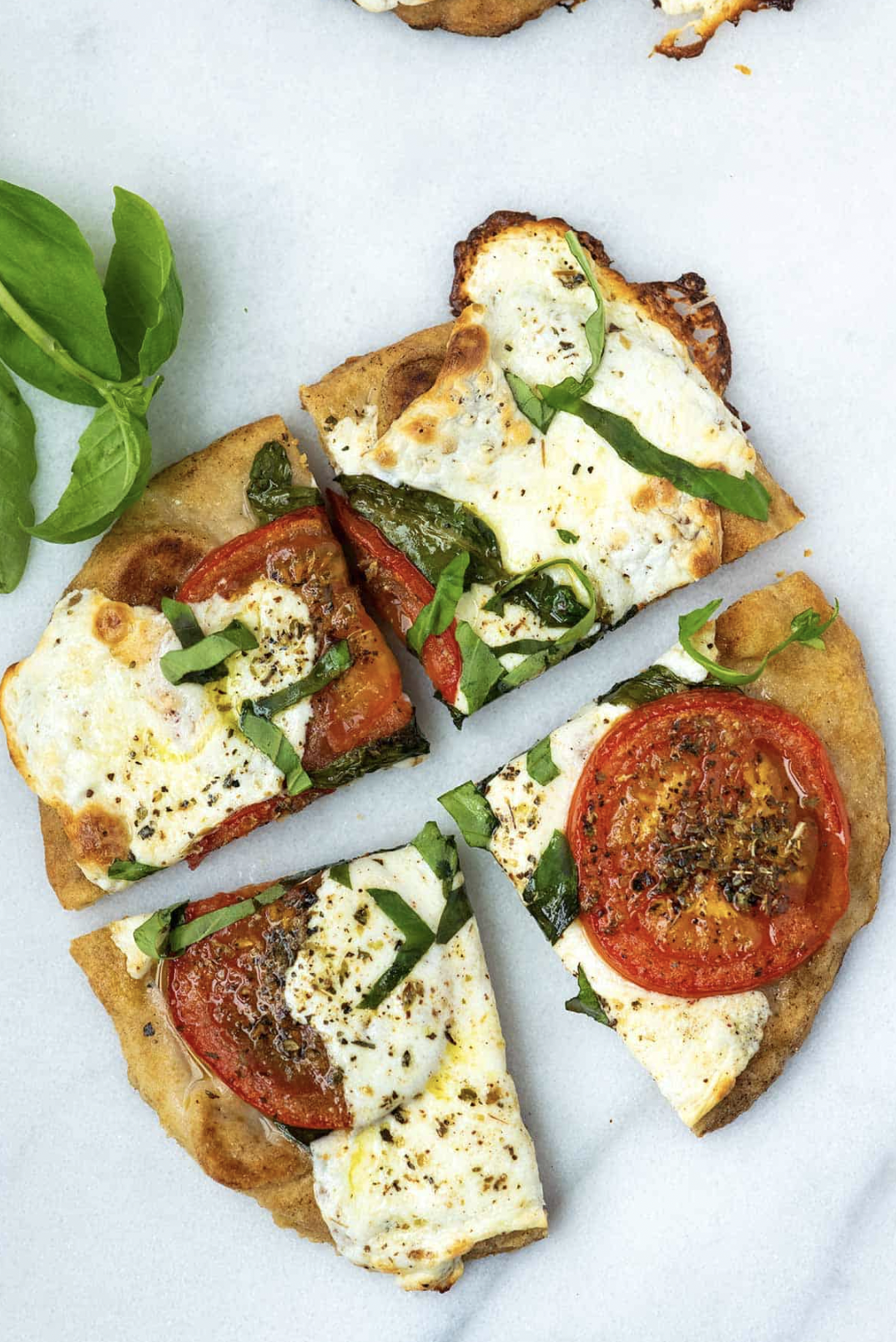 Fresh Basil and Mozzarella Flatbread Pizza