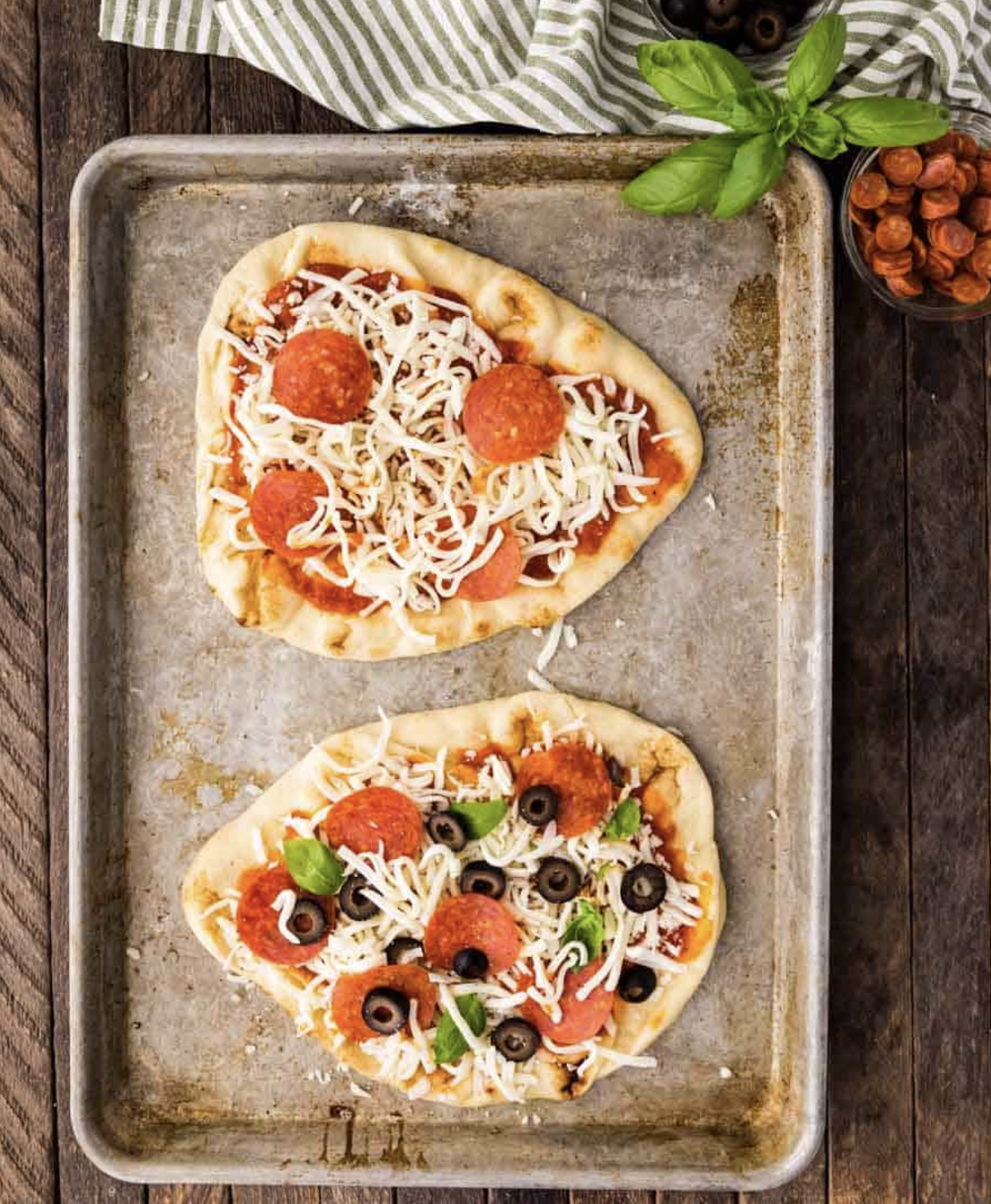 Flatbread Pizza Recipe Topped With Cooked Meat