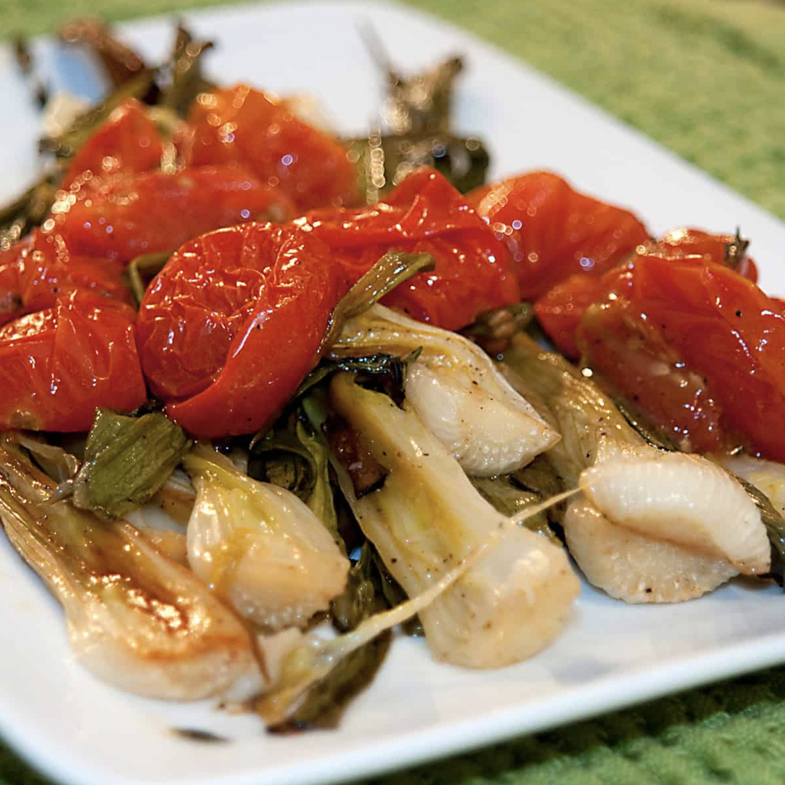 Roasted Baby Vidalia Onions and Cherry Tomatoes