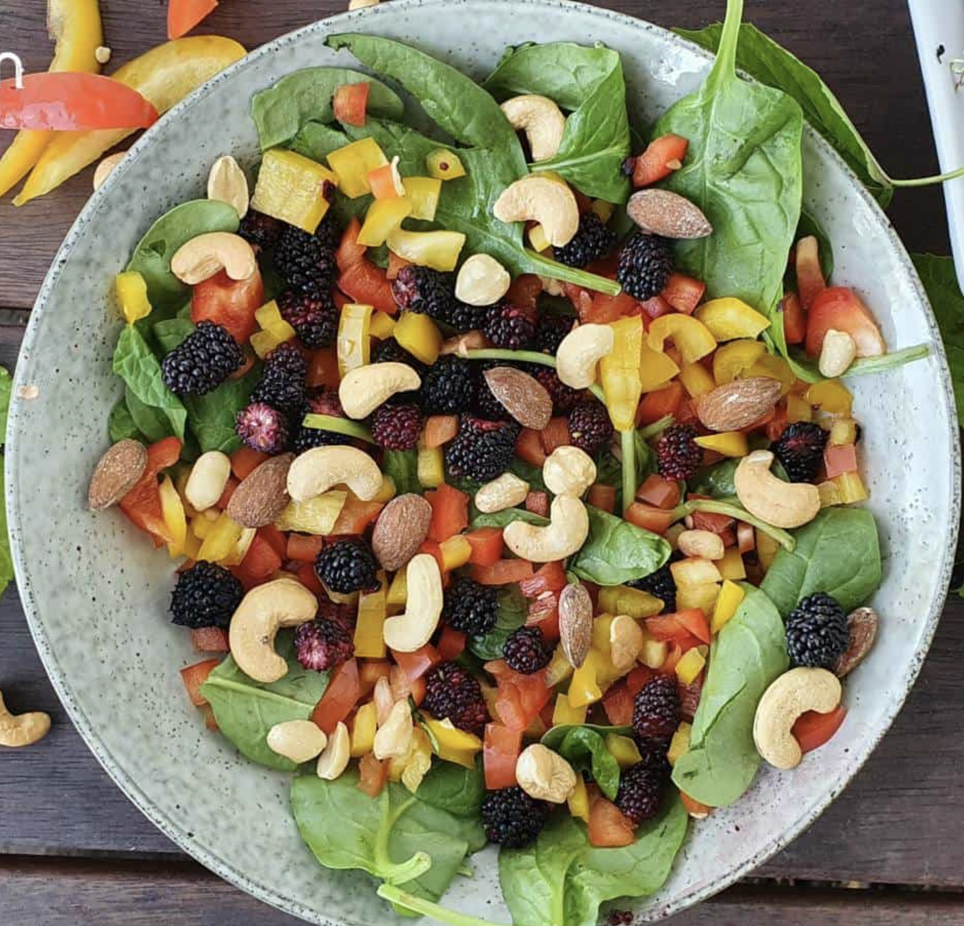 Colorful Mulberry Spinach Salad