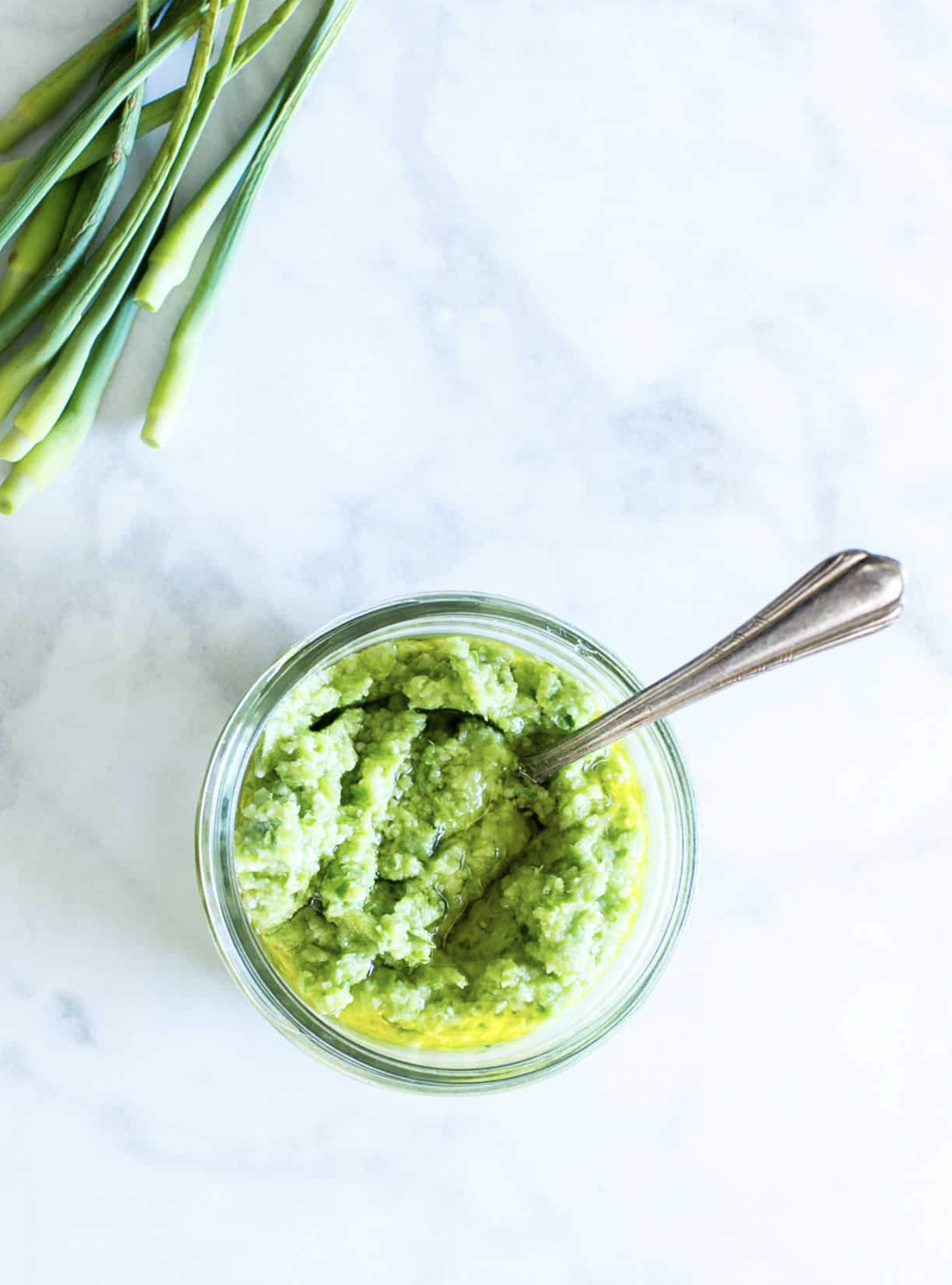 Zesty Garlic Scape Pesto