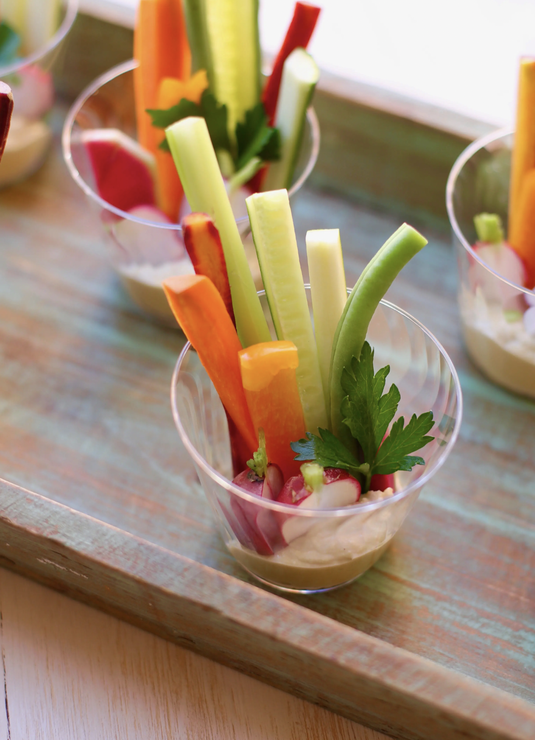 Vibrant Veggie Cups with Hummus