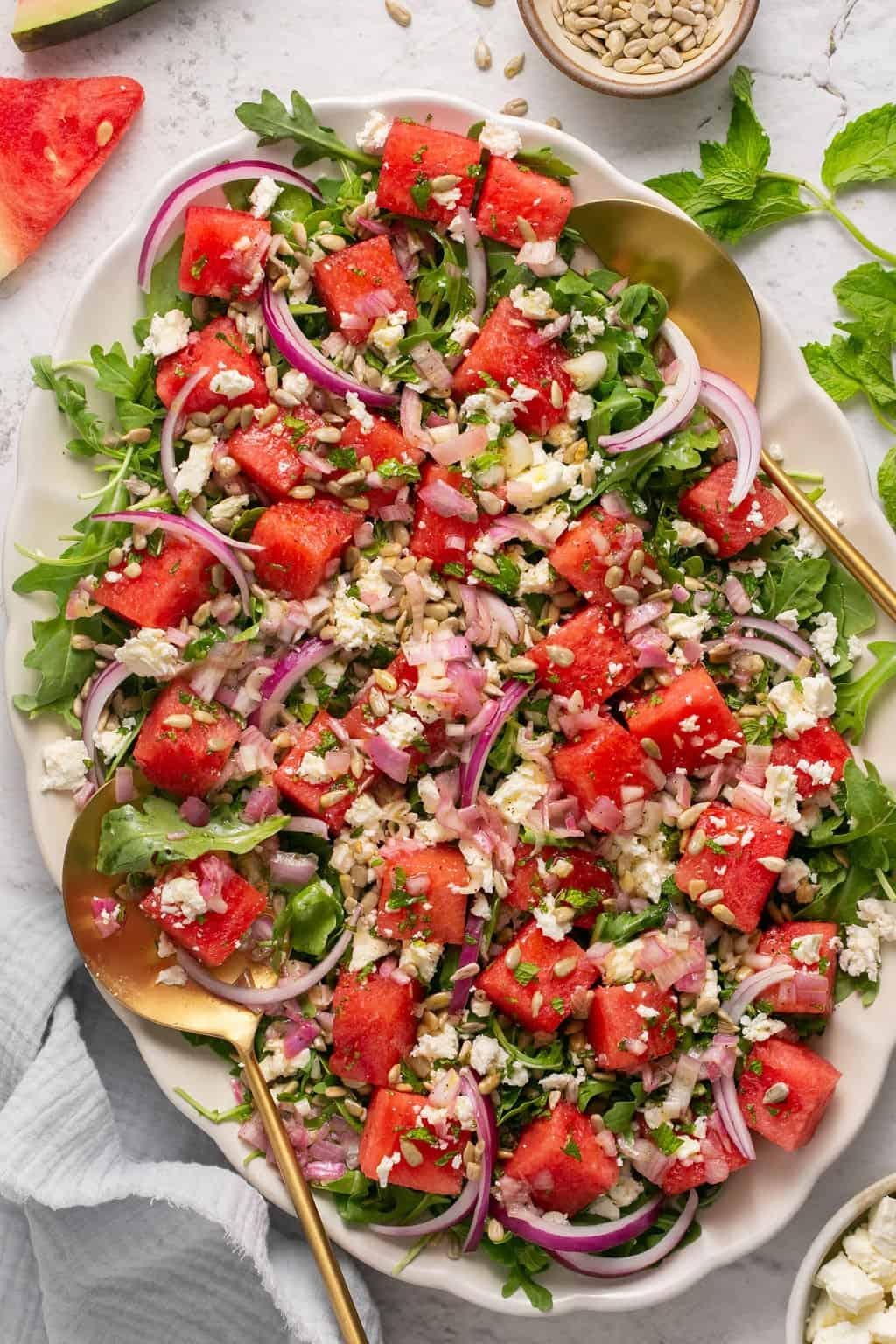 Watermelon Arugula Salad with Mint Vinaigrette